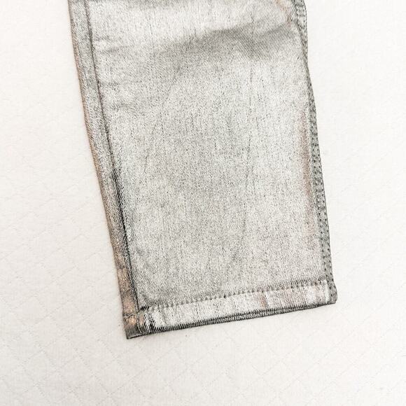 Zara Silver Metallic Gray Silver Denim Skinny Zip Up Jeans Size 8 - Picture 5 of 8